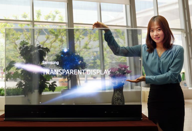 سامسونج تكشف عن شاشات OLED شفافة وعاكسة