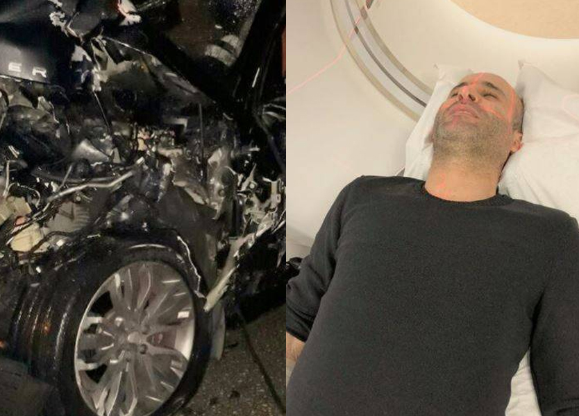 بالصور: أيمن زبيب ينجو بأعجوبة من حادث سير مروّع!